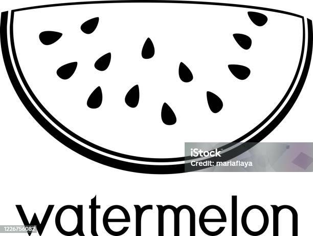 Coloring page slice and whole watermelon stock illustration