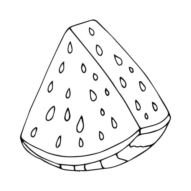 Premium vector slice and whole of watermelon outline coloring page vector illustration isolated on white