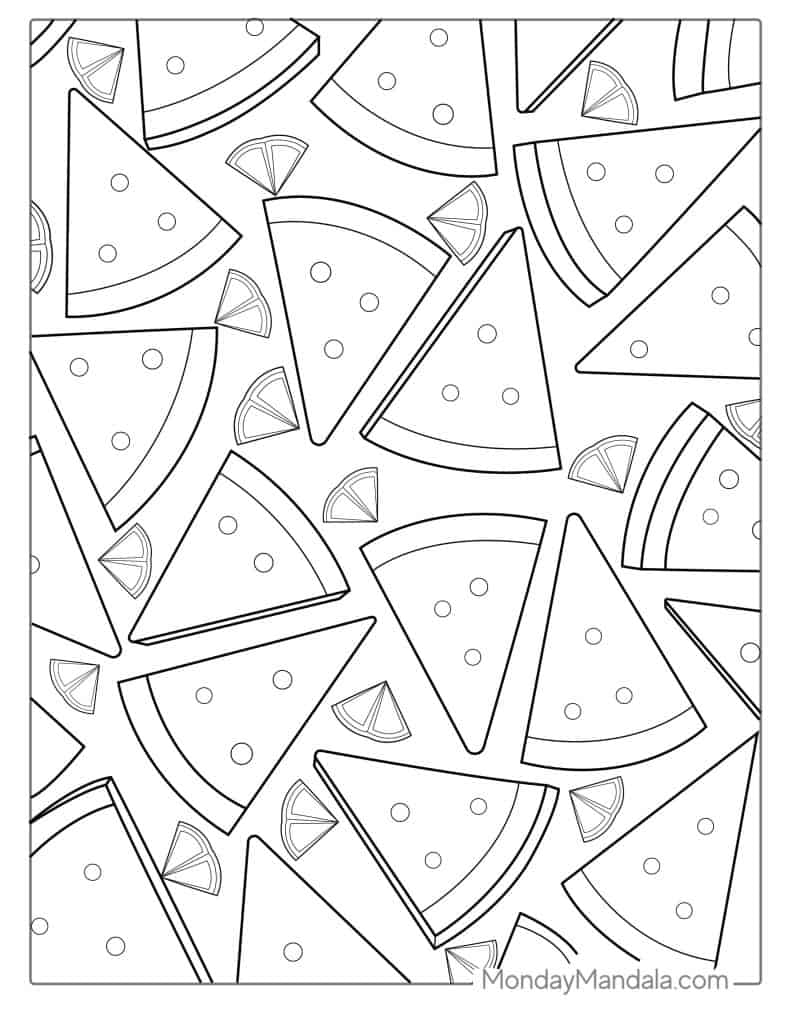 Watermelon coloring pages free pdf printables