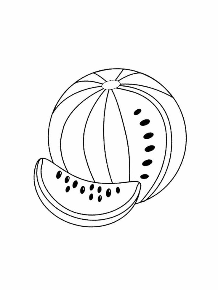 A coloring page of a watermelon and a slice coloring pages watermelon pictures color