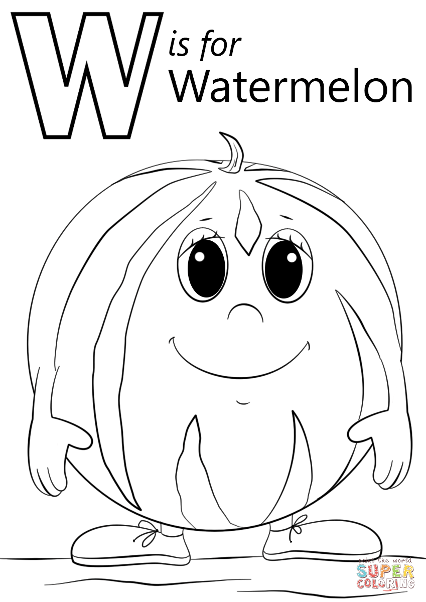 W is for watermelon super coloring abc coloring abc coloring pages alphabet coloring pages