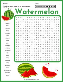 Watermelon word search puzzle