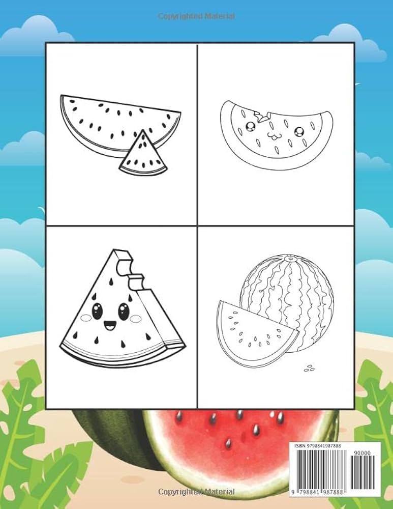 Watermelon coloring book for kids cool and easy fun watermelon coloring book for kids boys girls with cute beautiful coloring pageshappy national watermelon day young julia books