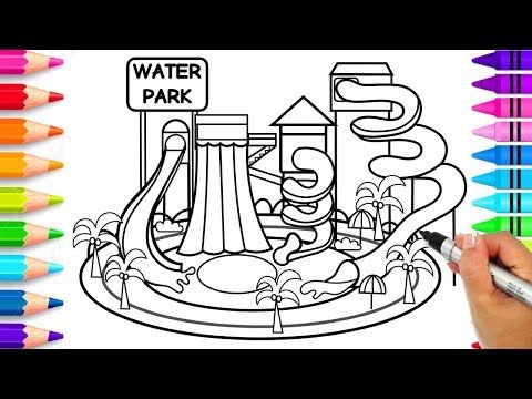 Youtube water park water drawing learn to draw