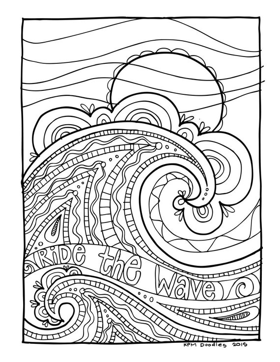 Kpm doodles coloring page wave instant download