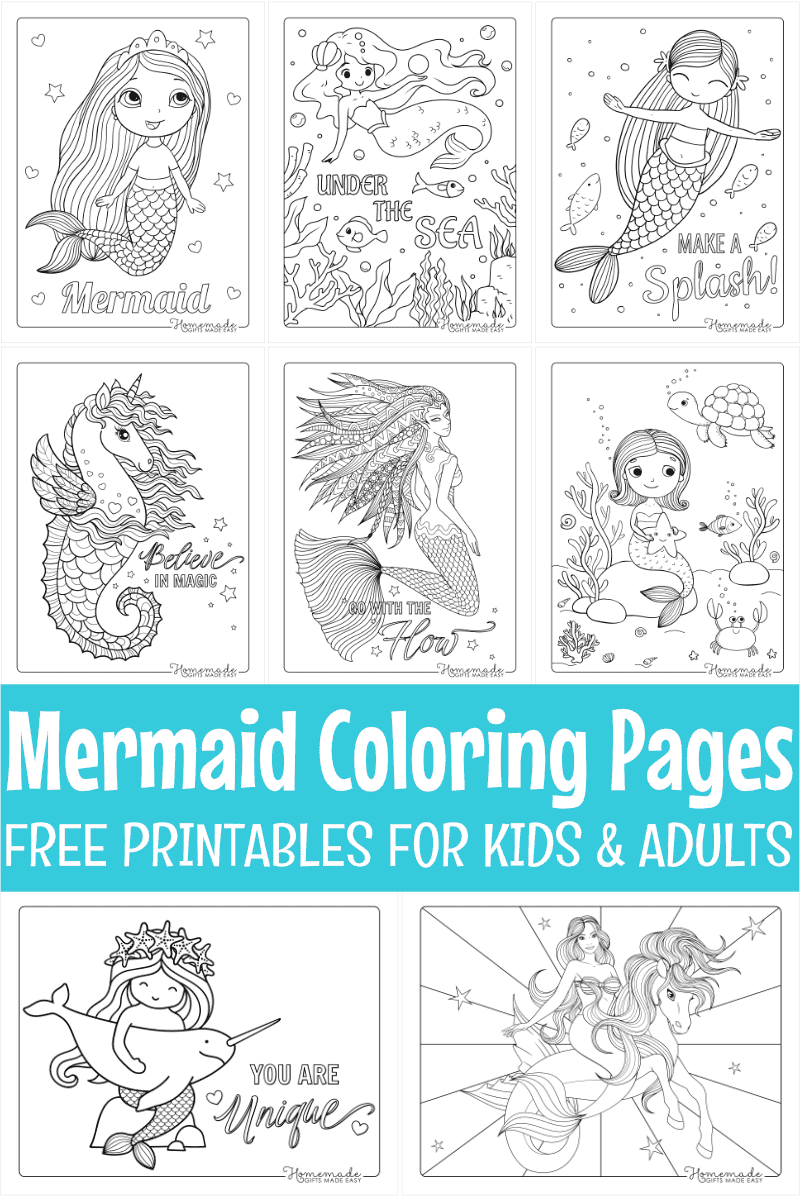 Free printable mermaid coloring pages