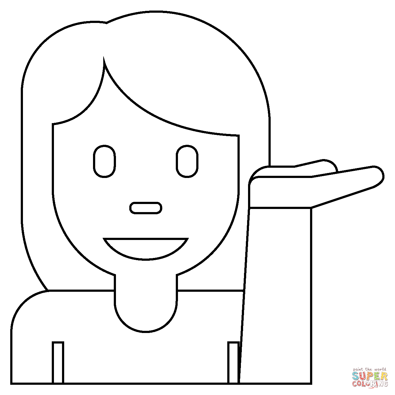 Woman tipping hand emoji coloring page free printable coloring pages