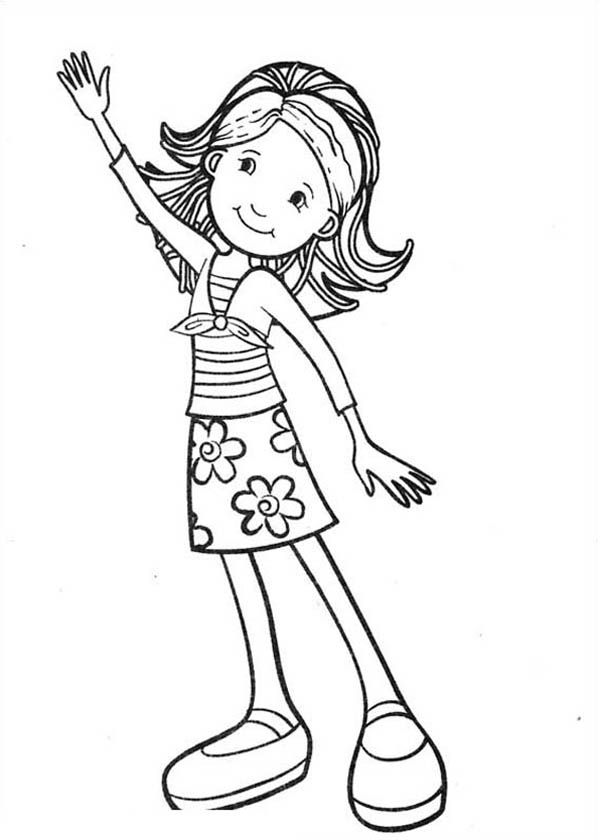 Girl hand waving coloring