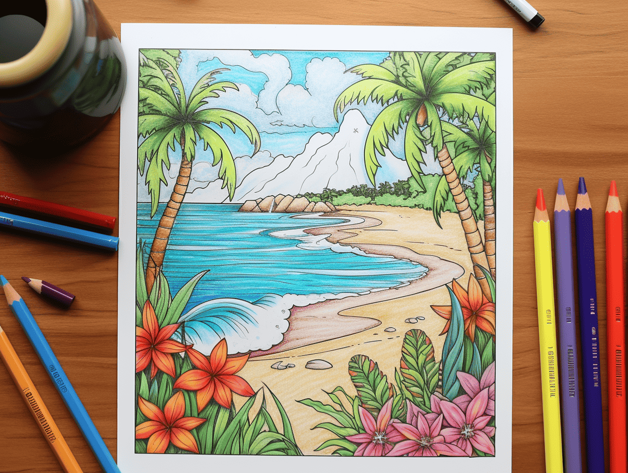 Beach coloring pages free printable sheets