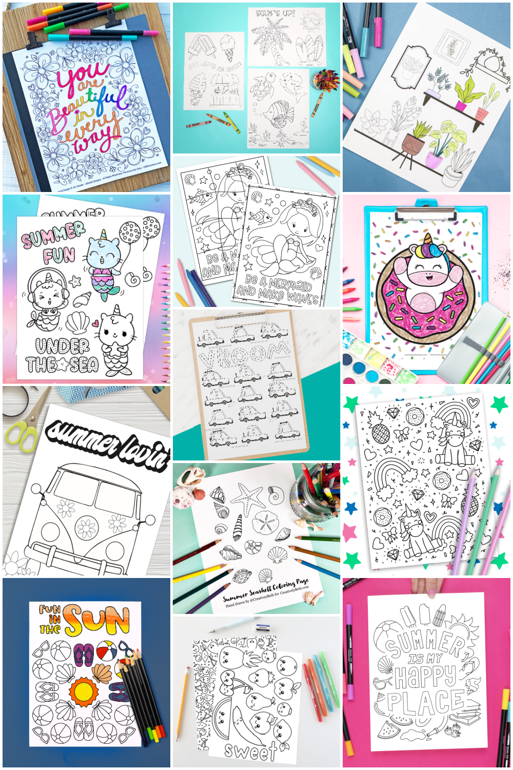 Free printable summer coloring page crafts mad in crafts