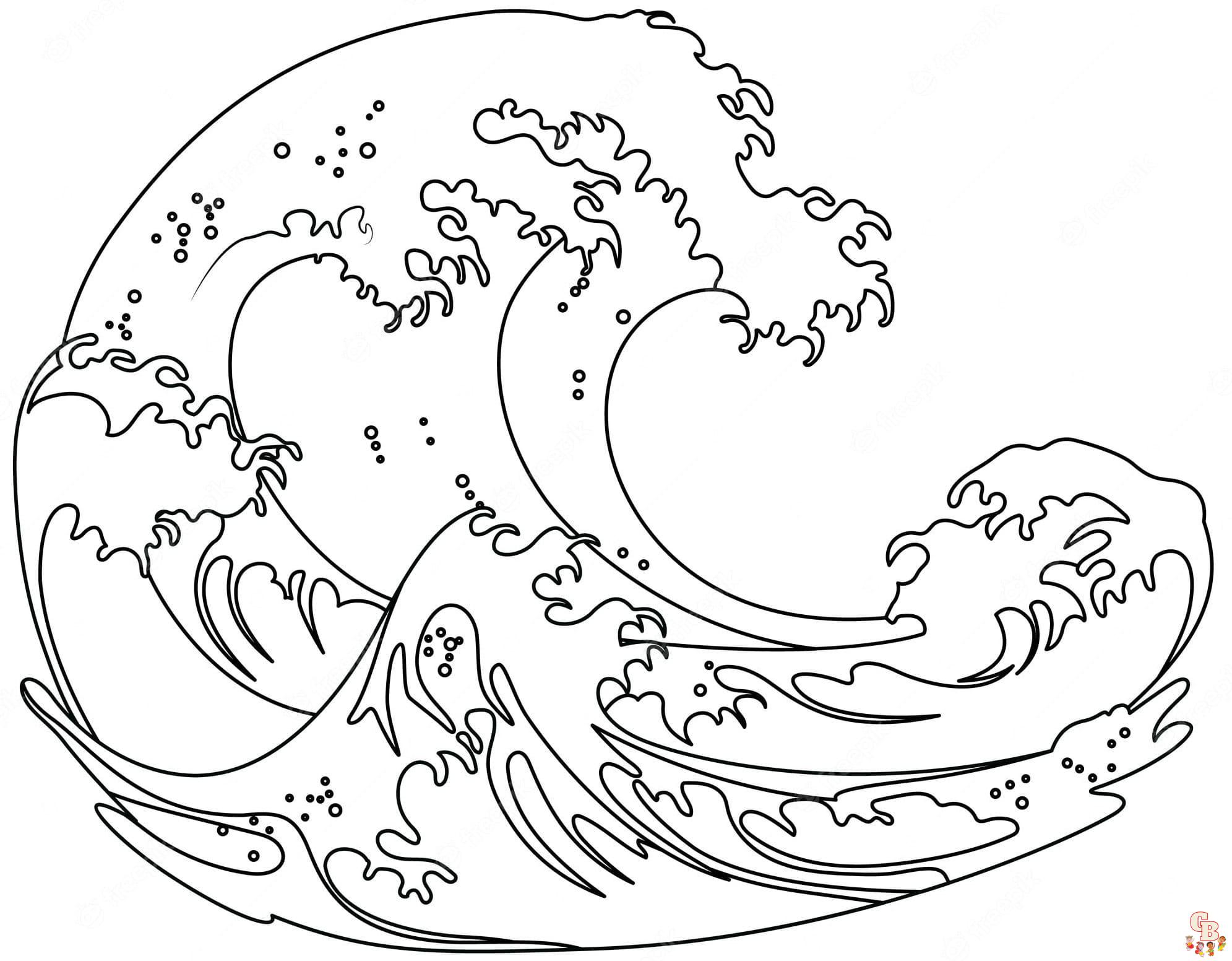 Printable wave coloring pages free for kids and adults