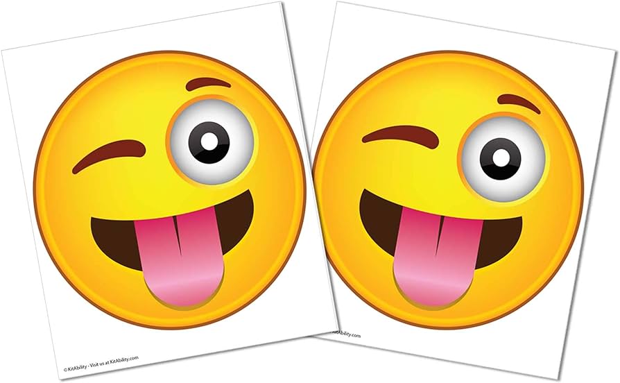 Kitability get social single emoji set for xl white message board sidewalk signs with inch tracks includes one pair of winking face with tongue emoticons office products