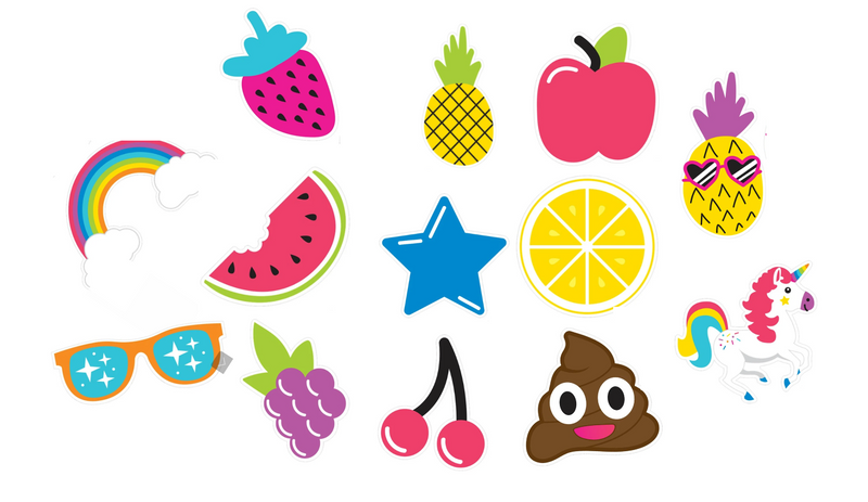 Emoji cutouts inch neon pop