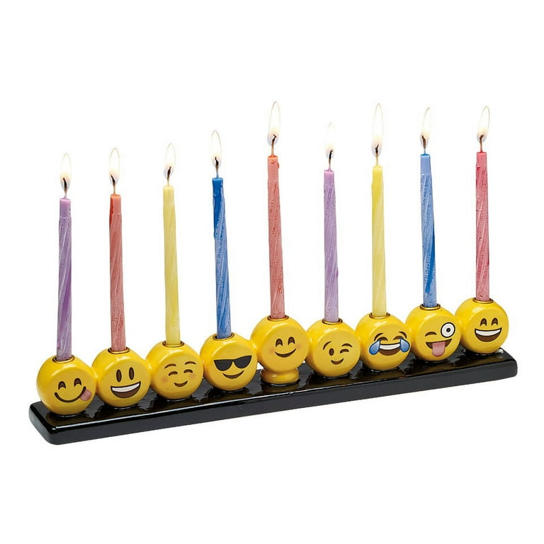 Rite lite hanukkah emoji hand painted ceramic menorah