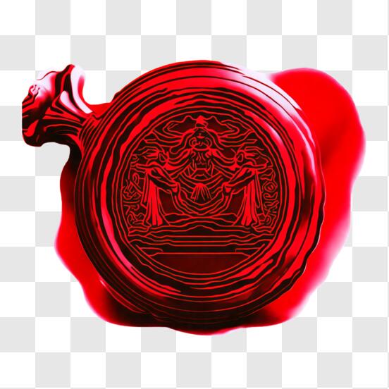 Download red wax seal with intricate design png online