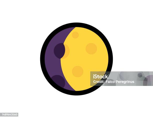 Half moon vector icon on white background first quarter moon emoji illustration isolated half moon vector emoticon stock illustration