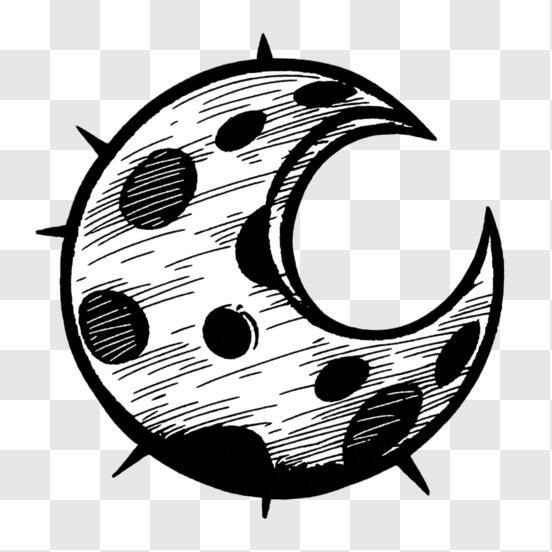 Download crescent moon drawing in black and white png online