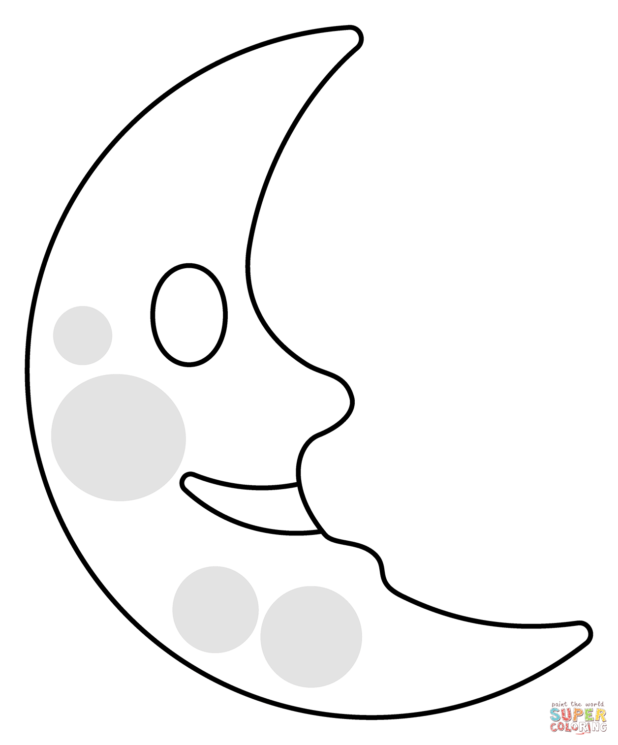 Last quarter moon face emoji coloring page free printable coloring pages