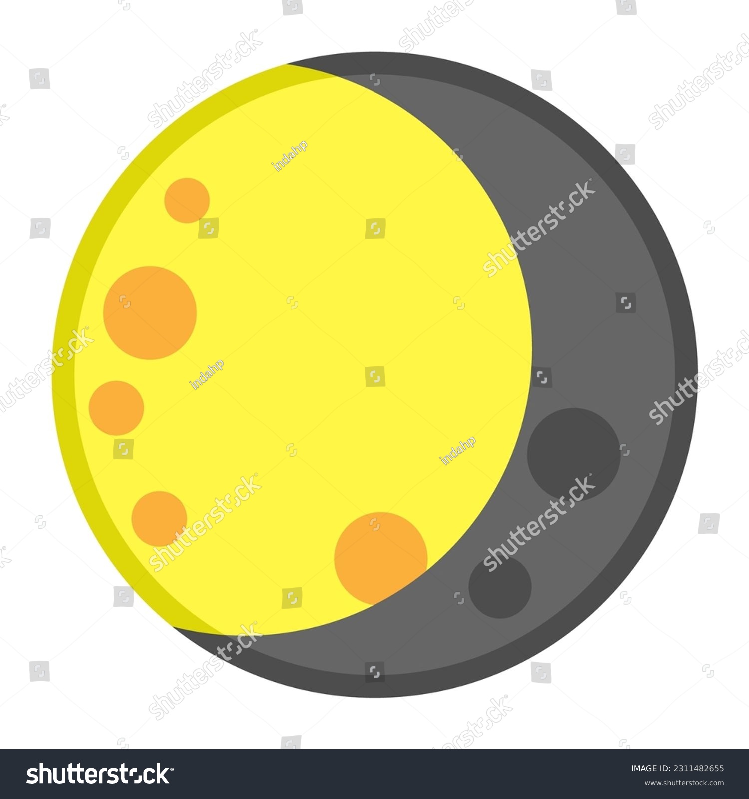 Waning gibbous moon icon emoji isolated stock vector royalty free