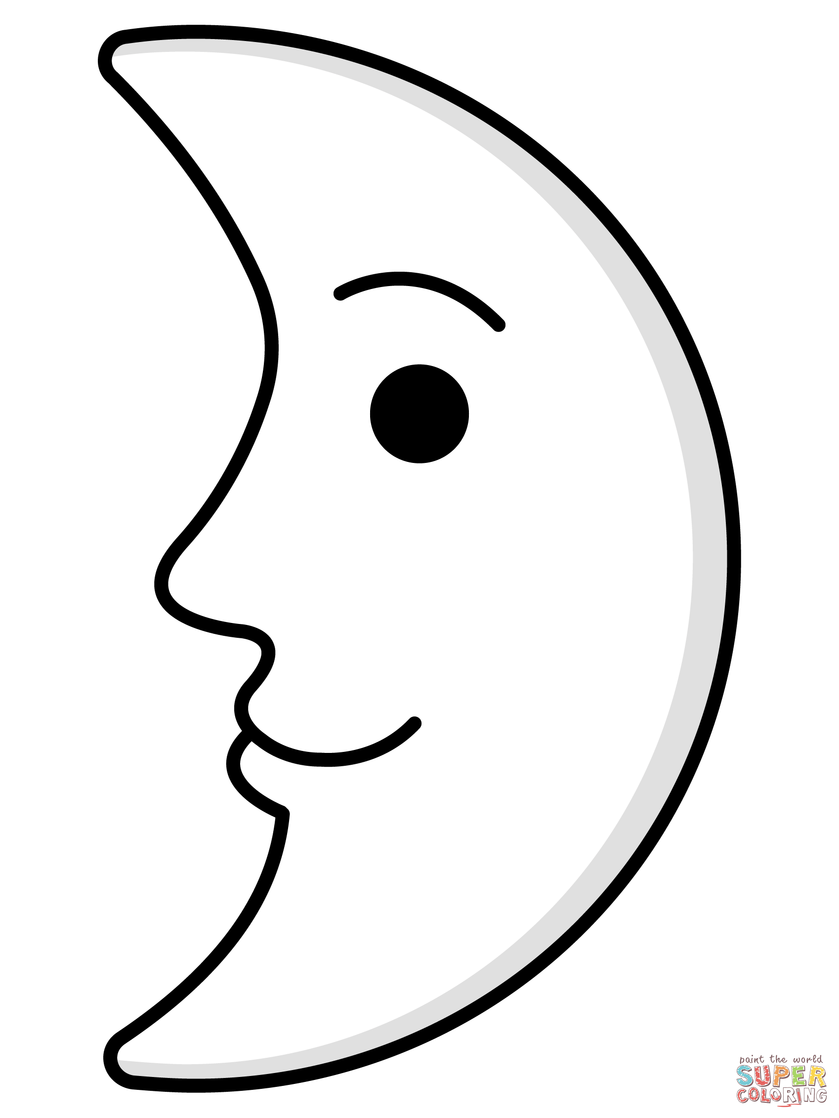First quarter moon face emoji coloring page free printable coloring pages