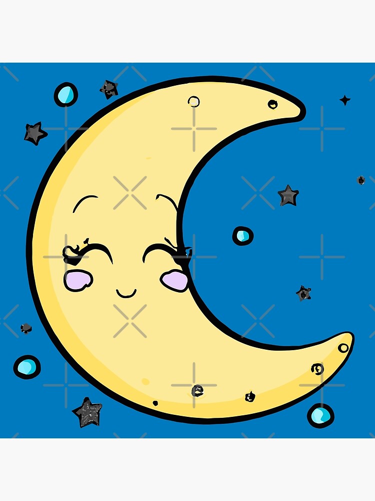 Cute moon face art board print for sale by handstand