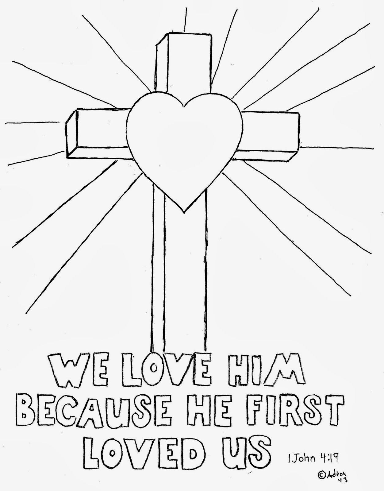 Coloring pages for kids by mr adron cross coloring picture we love him because he first loveâ sunday school coloring pages sunday school jesus coloring pages