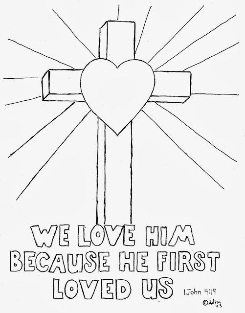 Coloring pages for kids by mr adron cross coloring picture we love him because he fir sunday school coloring pages sunday school jesus coloring pages