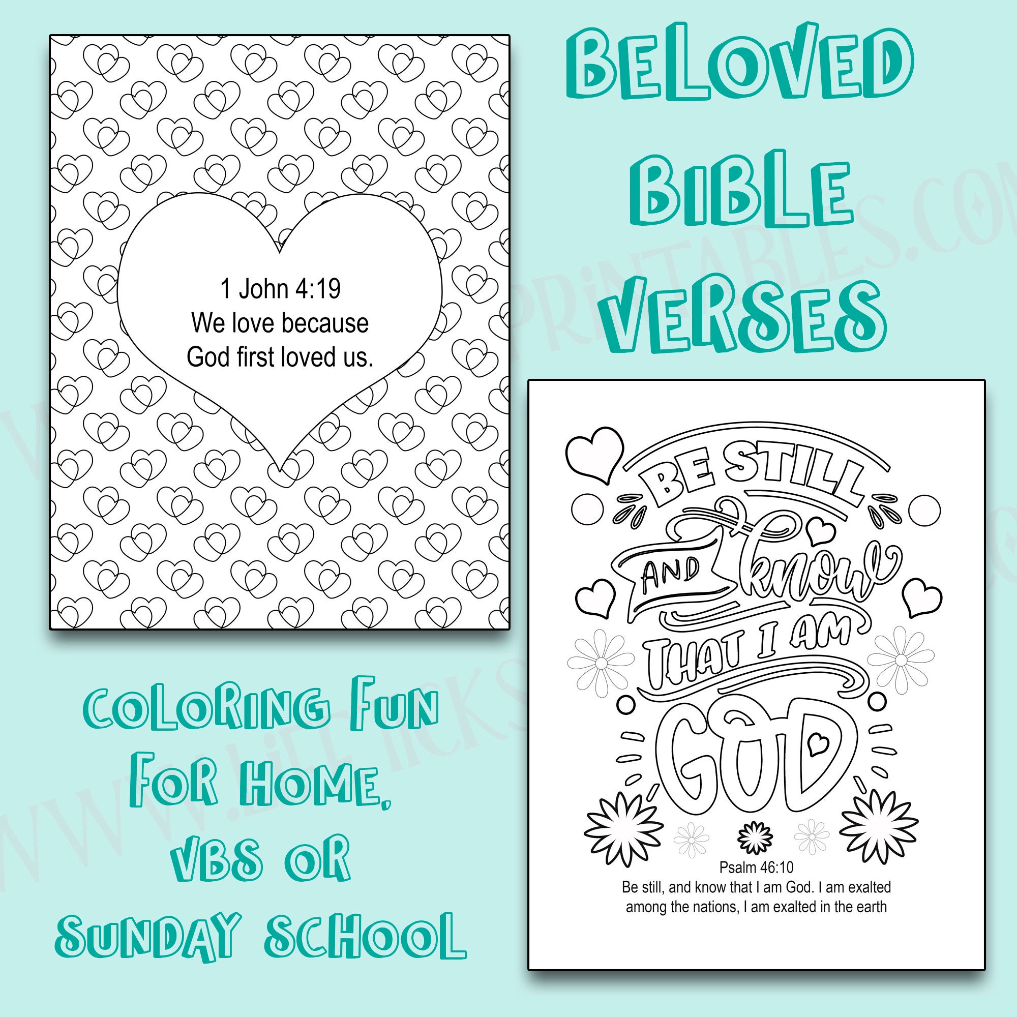 Beloved bible verses coloring sheets home or sunday school church and vacation bible school activity for all ages children adults