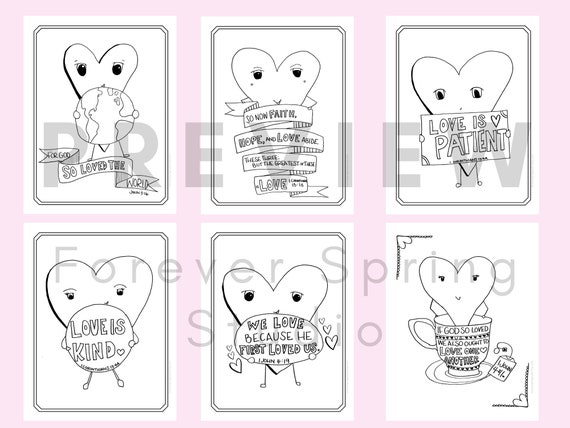 Valentines coloring pages printable for kids bible verses valentines instant download christian valentines activity sunday school