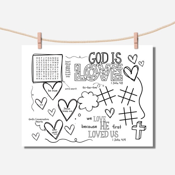 Christian valentines day activity sheet for kids scripture valentine kids valentine coloring activity printable valentine pdf placemat