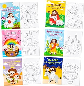 Angolio pcs christian religious coloring books bulk for kids diy art drawing book for sunday school prizes back to school classroom rewards church activity carnival party favors styles toys