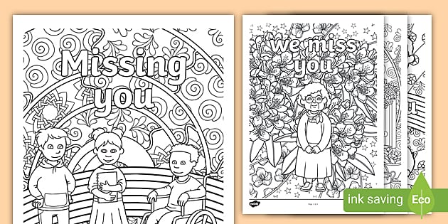 Missing you mindfulness colouring pages ages