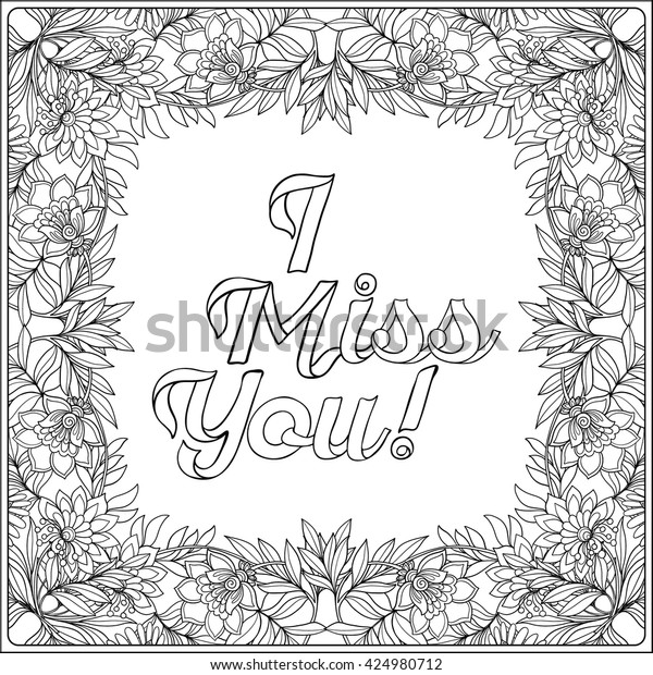 Coloring page message vintage floral decorative stock vector royalty free
