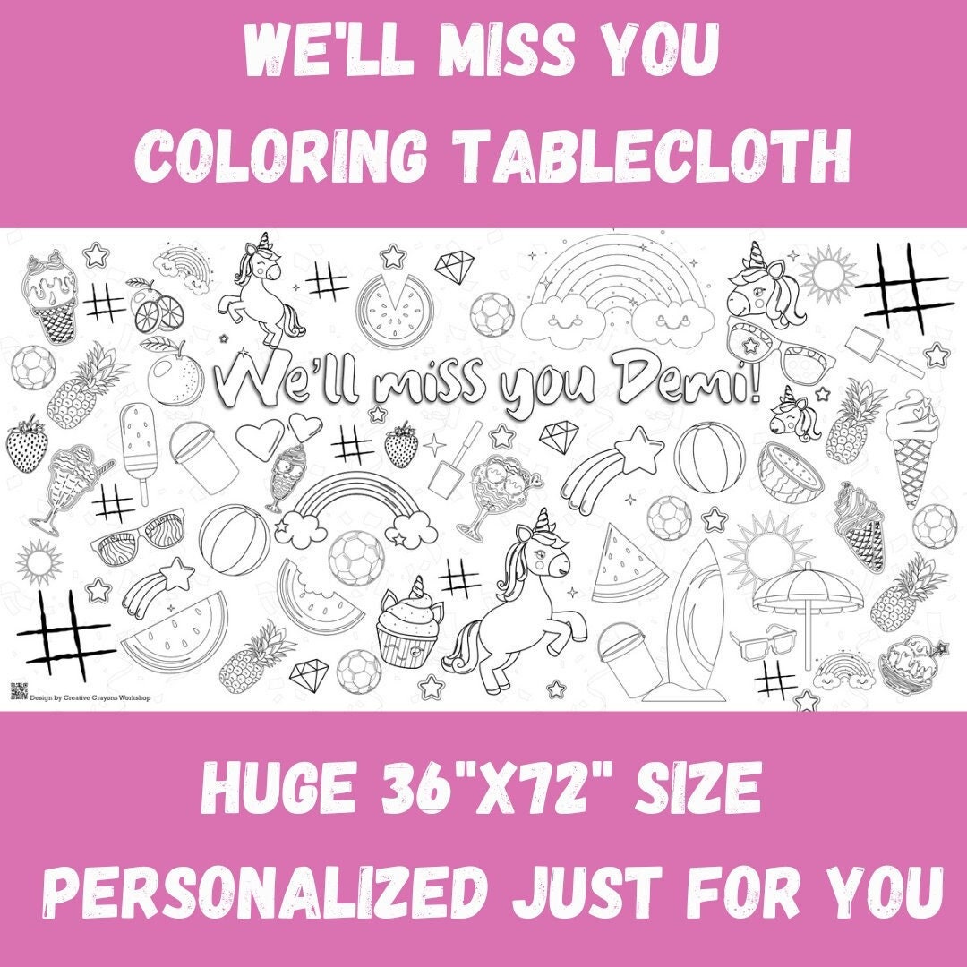 Personalized well miss you coloring poster summer send off party going away party huge x
