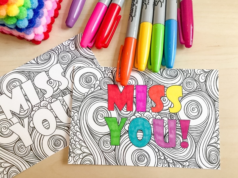 Printable i miss you postcard