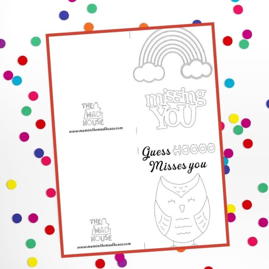 Free printable miss you cards to colour mum in the madhouse