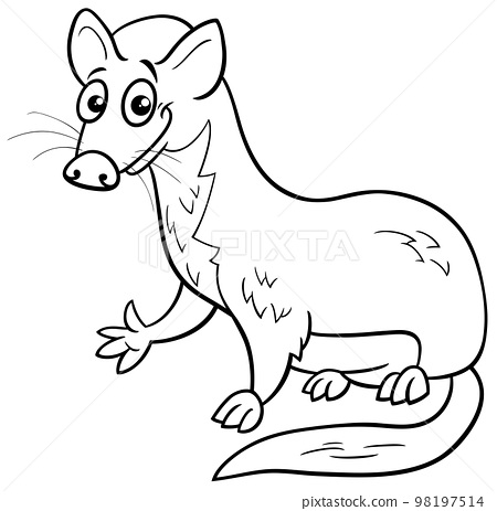 Funny cartoon weasel animal character coloring