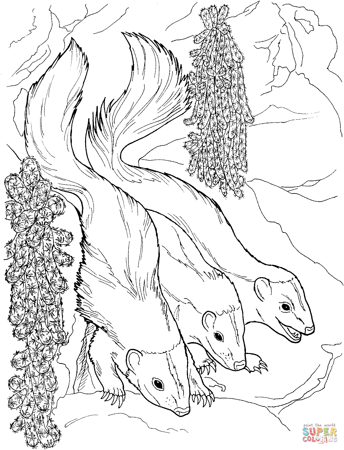 Three weasels coloring page free printable coloring pages