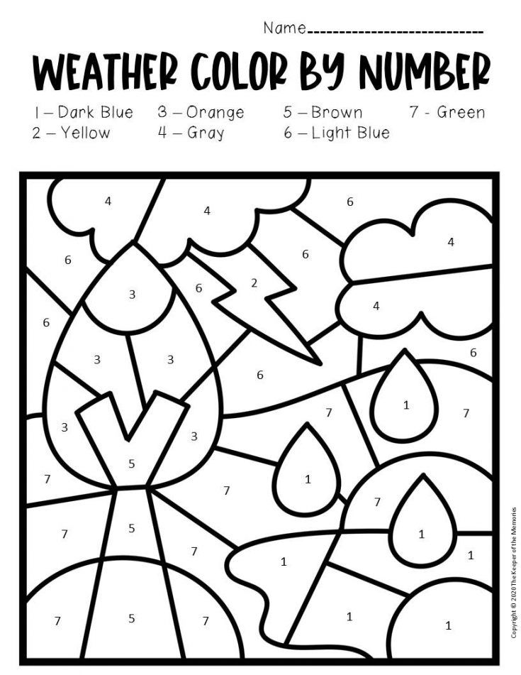 Color by number weather preschool worksheets preschool worksheets weather worksheets preschool weather