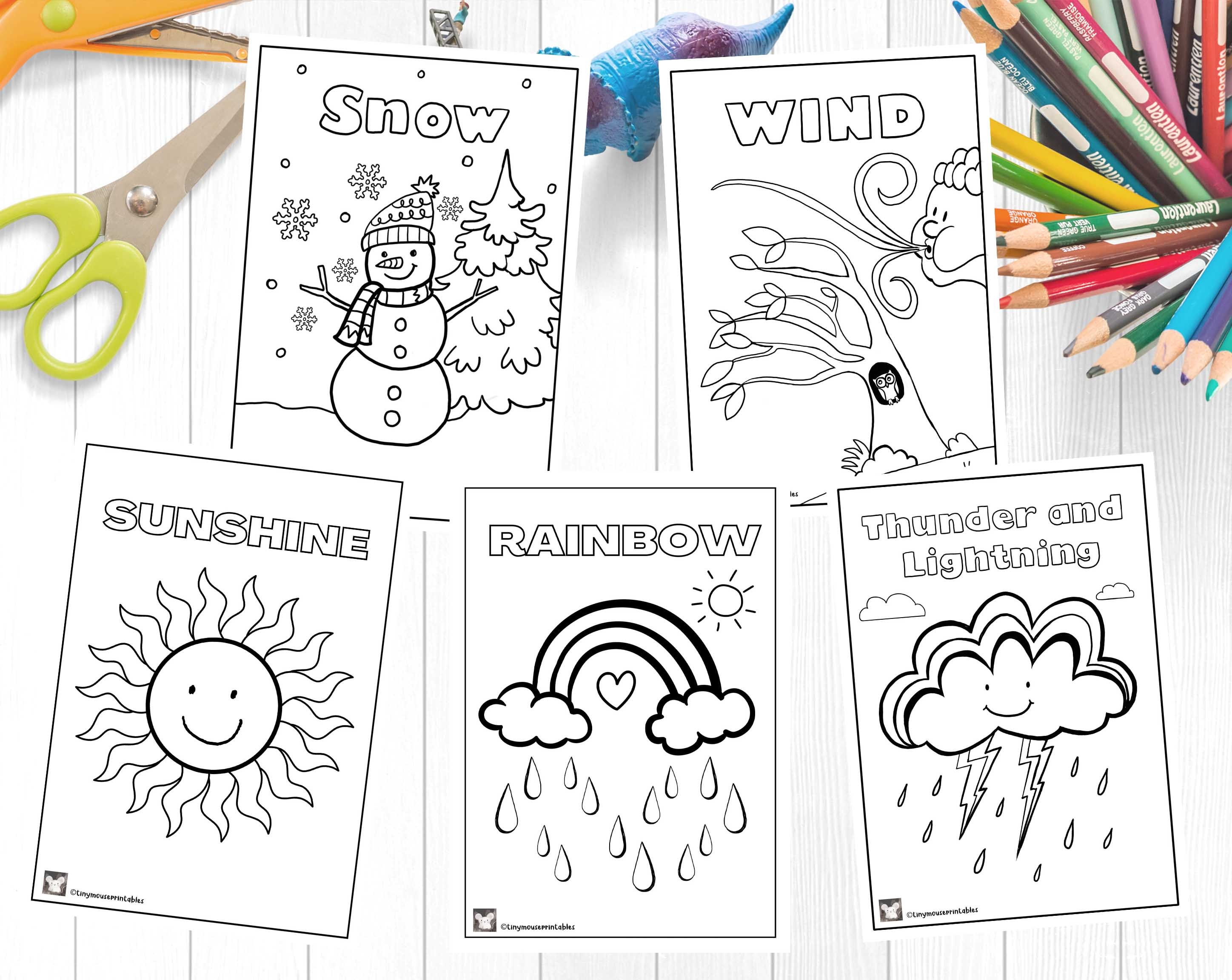 Weather coloring pages daycare learning printable weather printable weather activities printable digital instant download