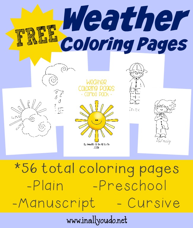 Free weather coloring pages with handwriting practice â in all you do