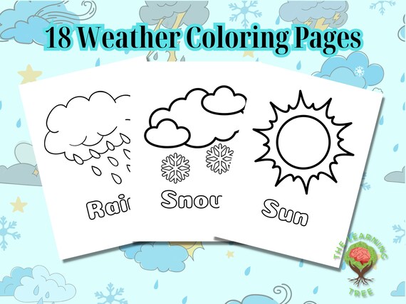 Weather coloring pages digital print educational pages download now