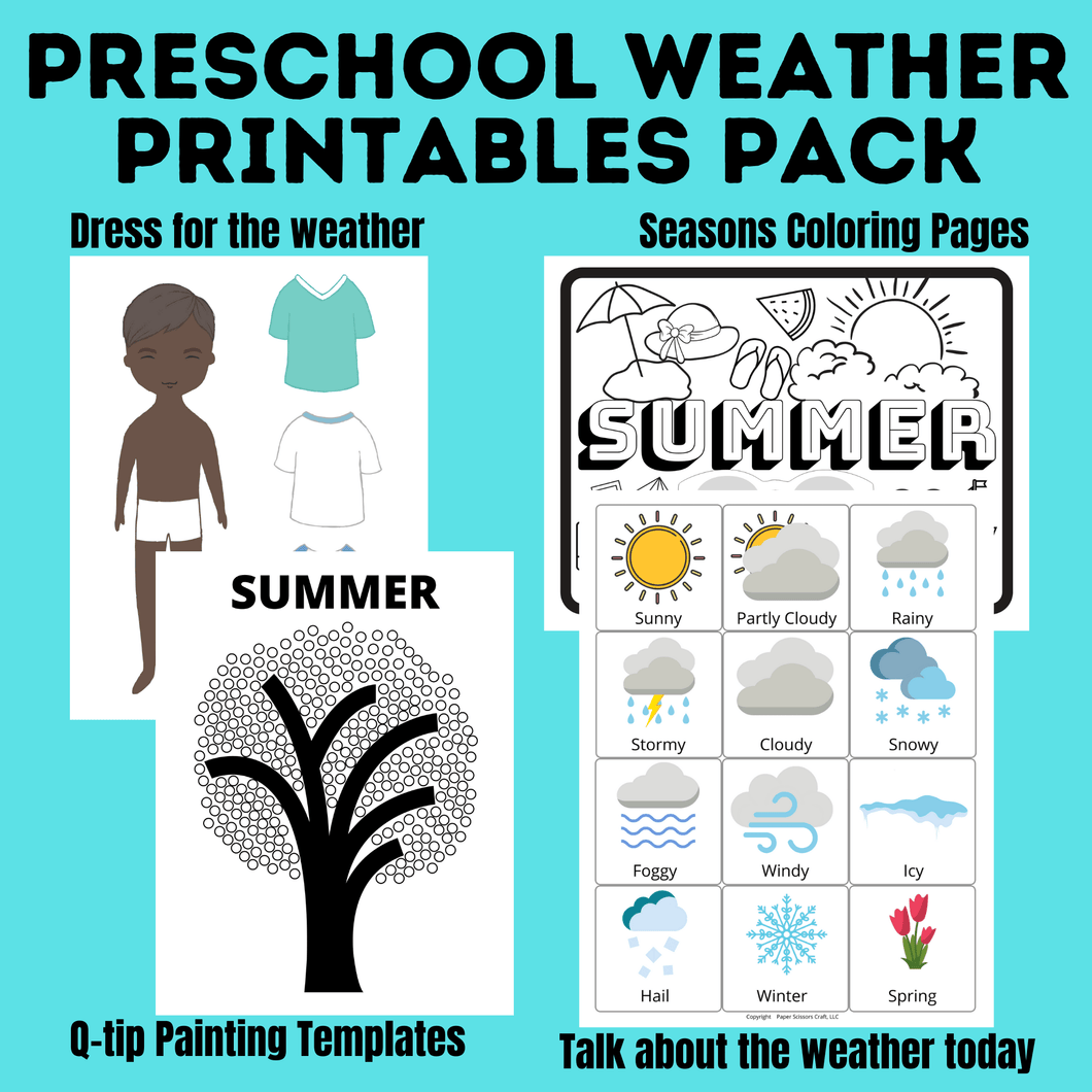 Preschool weather activities printables pack â paper scissors craft blog