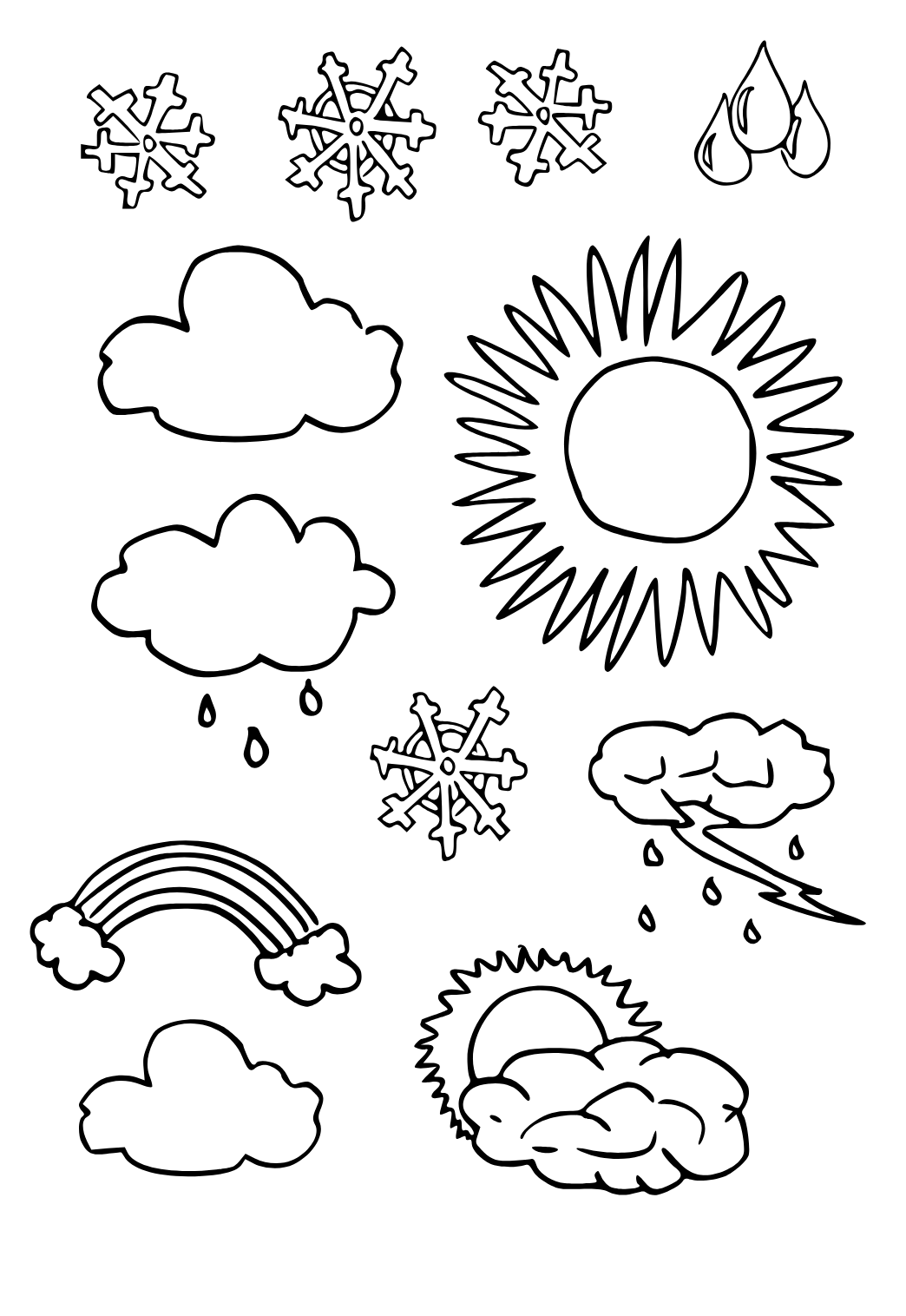 Free printable weather different coloring page for adults and kids