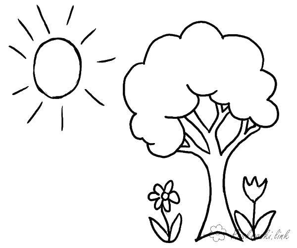 Online coloring pages coloring page sun tree weather download print coloring page