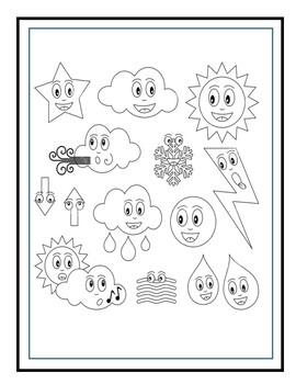 Basic word search weather terms and coloring page use in sub plan