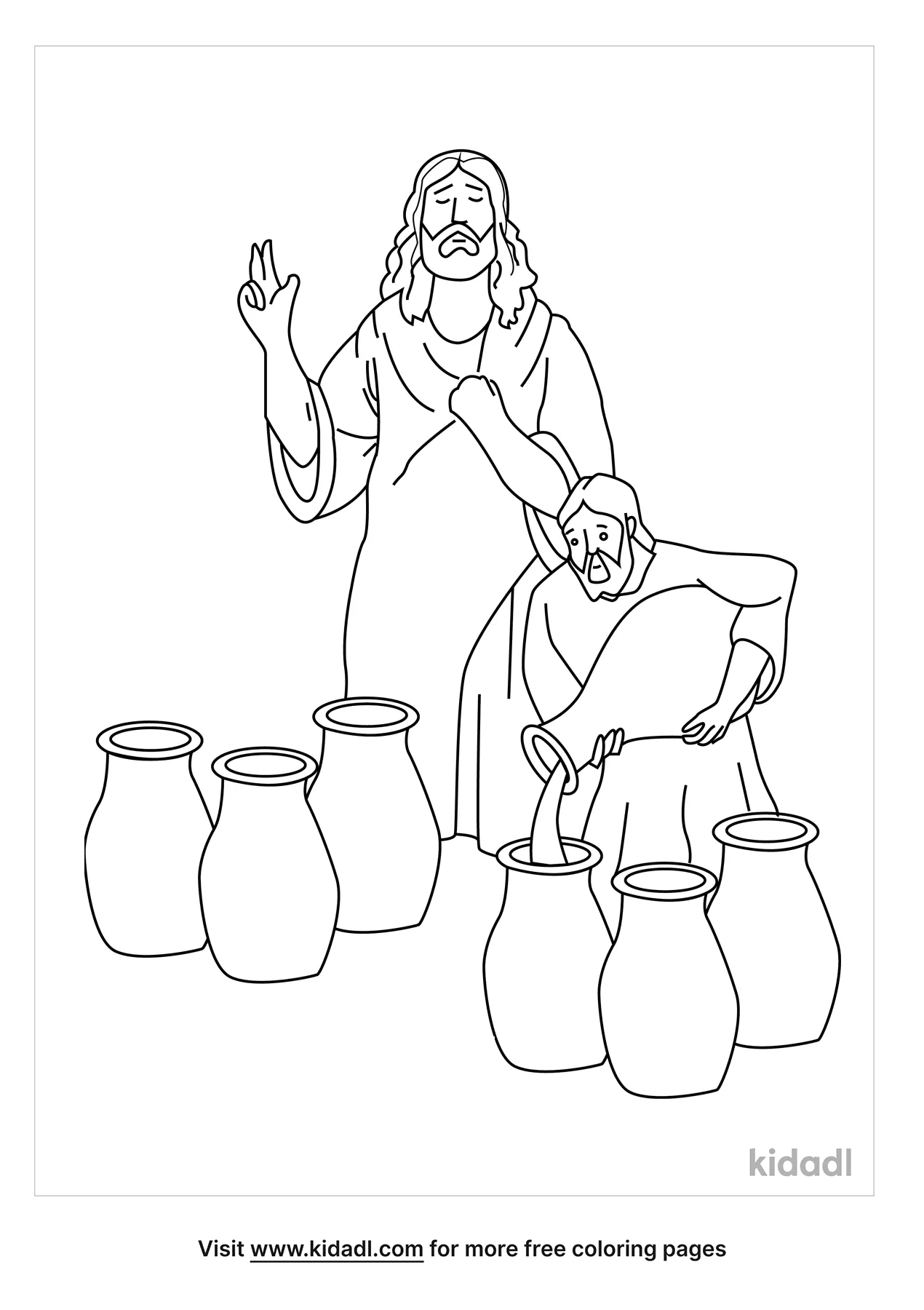 Free the wedding in cana coloring page coloring page printables