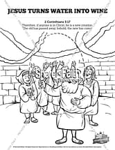 Jesus turns water into wine sunday school coloring pages â