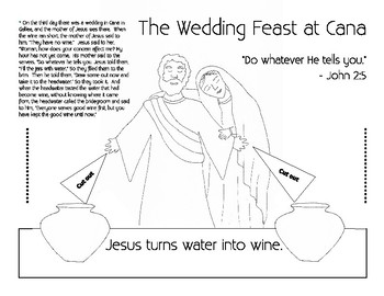 Jesus turns water into wine the wedding feast at cana craftivity