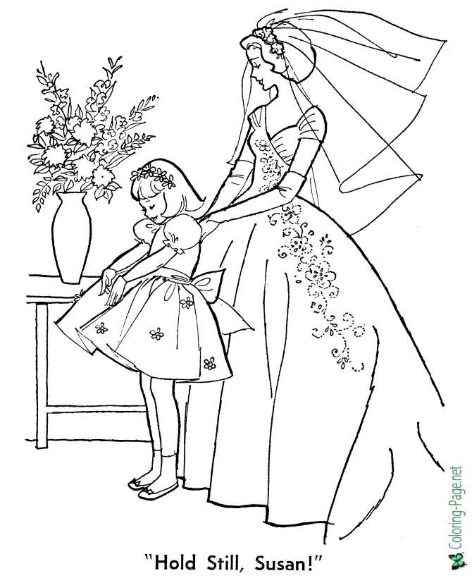 Wedding bride coloring pages